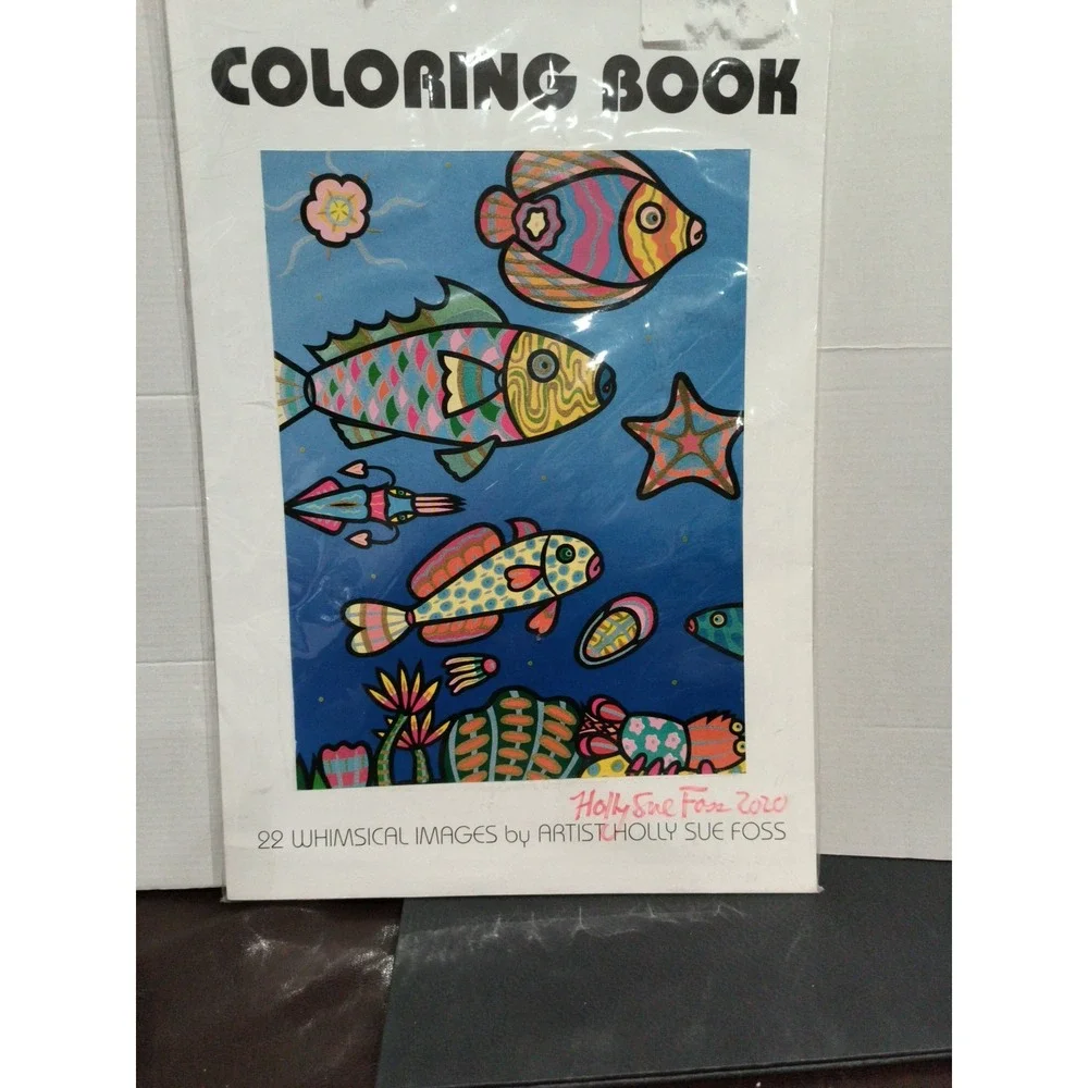 Holly Sue Foss Giant Adult Coloring Book Whimsical Fish Animals 22 Pages 11